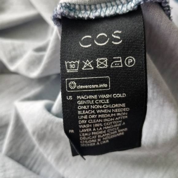 COS Drawstring Organic Cotton T-Shirt Midi Dress Blue L - Picture 8 of 15